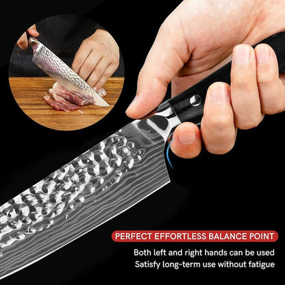 DARK EDGE 3PCS Kitchen Knives Set, 8 Inch Chef Knife with Black Sharpener and Blade Guard, Professional Kitchen Chef's Knife Set 05