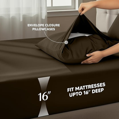 Utopia Bedding Twin XL Sheet Set – 3 Piece Bed Sheets for Twin XL Size Bed, Soft and Breathable Microfiber, Includes 1 Fitted Sheet, 1 Flat Sheet and 1 Pillowcase – Oeko Tex (Brown)