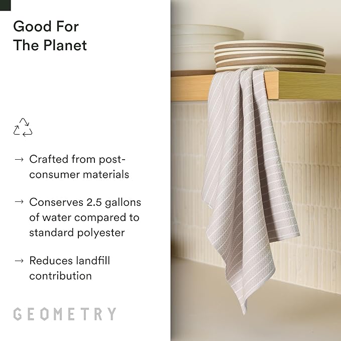 GEOMETRY Kitchen Tea Towels - Quick Dry Microfiber Dish Towels for Kitchen - Revelle 18" x 30" - 1 Pack