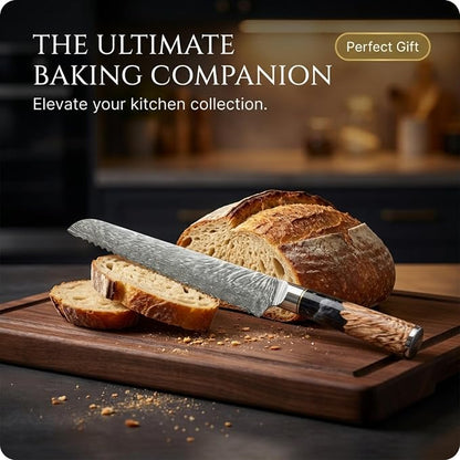 Tidal Black - 8" Bread Knife - Damascus