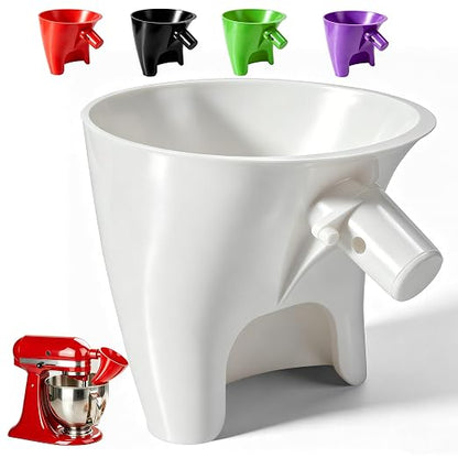 Flour Funnel for KitchenAid Mixer, Anti-Splash Pouring Chute for 4.5-5 Qt Tilt-Head Stand Mixer (KSM150), Mess-Free Baking Tool, BPA-Free Dishwasher Safe KitchenAid Accessories (White)