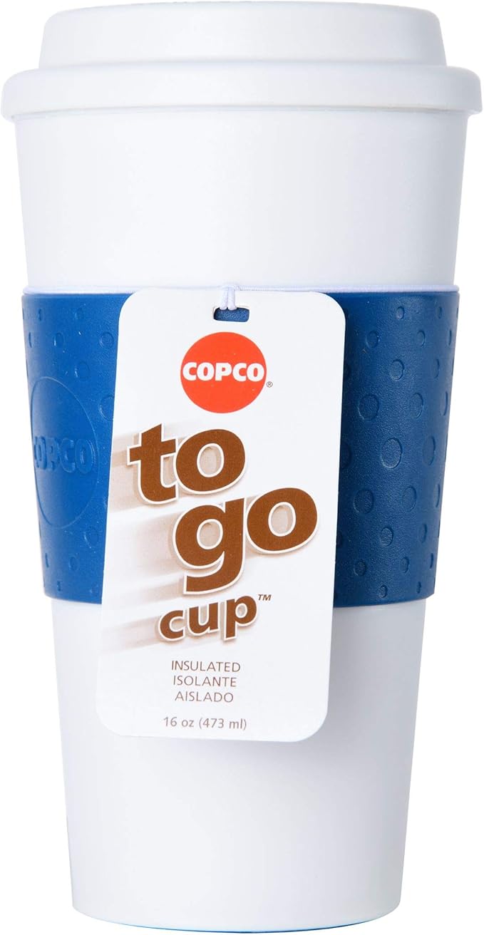 Copco Acadia 16 oz Travel Mug - Insulated Reusable Coffee Tumbler with Double-Walled Plastic, Leak-Proof Lid, BPA-Free - Portable Mug for Hot & Cold Drinks, Cup Holder Friendly (Blue) (Pack of 6)