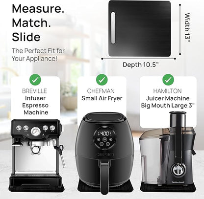Ibyx Elegant Appliance Slider - Sliding Tray for Coffee Maker & Heavy Kitchen Appliances, Easy Slide, Made of Premium Bamboo, Space-Saving Kitchen Organizer, 40 lb Capacity, Black - 13 x 10.5 Inch
