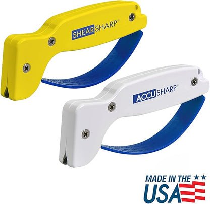 AccuSharp Hand-Held Carbide Blade Sharpener & ShearSharp Scissor Sharpener, Restores and Hones Straight & Serrated Knives, Revives the Edge of General Purpose Scissors