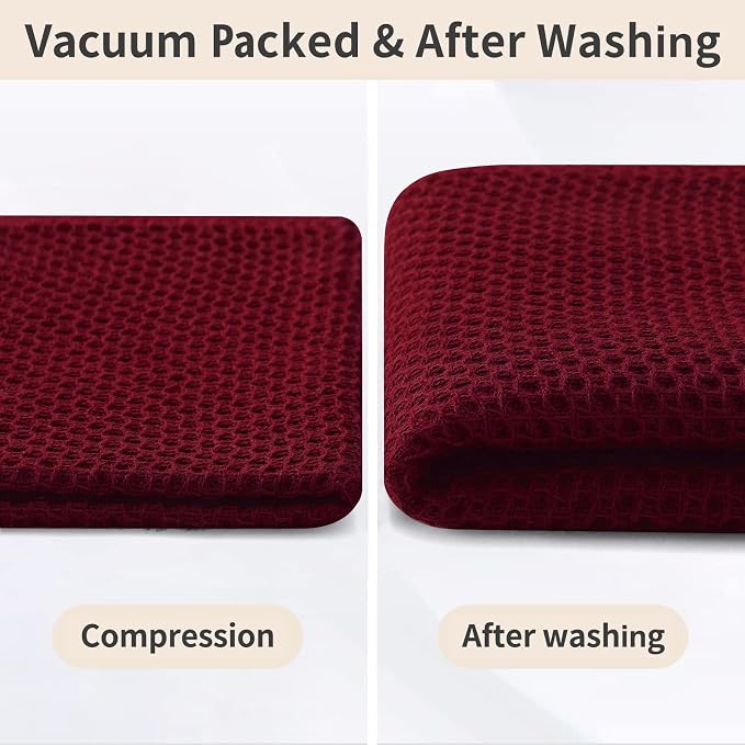 Homaxy 100% Cotton Kitchen Towels and Dishcloths Set, 12 x 12 Inches and 13 x 28 Inches, Set of 12 Bulk Kitchen Towels Set, Ultra Soft Absorbent Dish Cloths for Washing Dishes, Burgundy