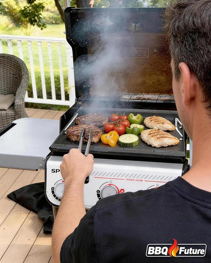 Full Size Griddle Insert for Weber Spirit 300 Series(2025 Models), Flat Top Grill Insert with Handles Replacement Parts for Weber Spirit E310 E325 EP325(2025), Non-stick Carbon Steel, Black