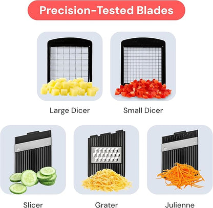 Fullstar Mandoline Slicer for Kitchen - Vegetable Chopper, Onion Potato Food Veggie Fruit Slicer and Cutter with Container, Kitchen Gadgets & Gifts, Home Essentials (6 in 1, Black)