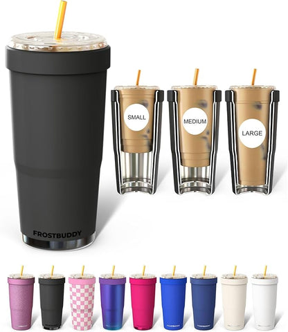 Frost Buddy Togo Buddy 30 oz Stainless Steel Vacuum Insulated Tumbler To Go Coffee Cup – Iced Coffee Cups, Iced Coffee Sleeve, Travel Mug, Thermal Cup for Hot & Cold Drinks, Dunkin Cup (Dark Night)