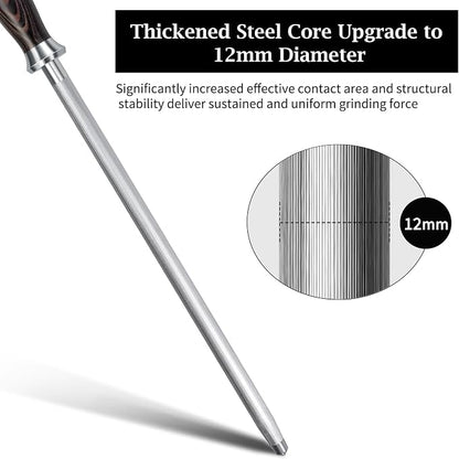 HOSHANHO Honing Rod,12 Inch Professional Kitchen Knife Sharpener Rod, Japanese High Carbon Knife Sharpening Steel with Ergonomic Pakkawood Handle, Ideal for All Chef Knives