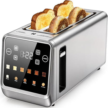4-Slice Smart Toaster, Extra-Wide Slots for Thick Bagels & Artisan Bread, 1400W Rapid Heating, 6 Browning Levels + 5 Presets, MemoryIQ, Pro Bagel Mode