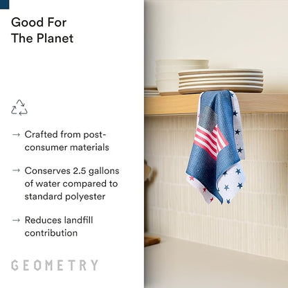 GEOMETRY Dishcloth – Patriotic Collection – Quick-Dry, Ultra-Absorbent, Reusable Microfiber Kitchen Towels for Drying & Cleaning - Old Glory - 3-Pieces