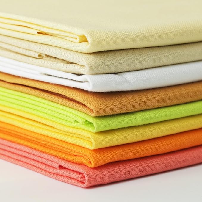 18 * 21inch Cotton Fabric, Premium Fabric Pure Quilting Fat Quarter Bundles Patchwork for Sewing DIY Craft (Orange Yellow Series, 8PCS)