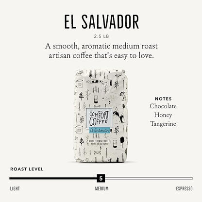 Mt. Comfort Coffee El Salvador Medium Roast, 2.5lb - Flavor Notes of Honey, Tangerine, & Chocolate - Sourced From Local, El Salvadorian Coffee Farms - Roasted Whole Bean