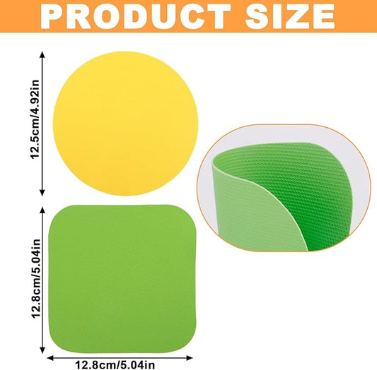 4pcs Rubber Jar Opener, 2 Round & 2 Square Rubber Bottle Opener Pads Non-Slip Texture Jar Lid Remover for the Elderly & Users with Weak Hands