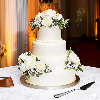 Stainless Steel Cake Knife and Server Set – 2-Piece Wedding Cake Cutting Set with Gift Box – Elegant Pie and Pizza Serving Utensils for Parties, Birthdays, Anniversaries (Silver)