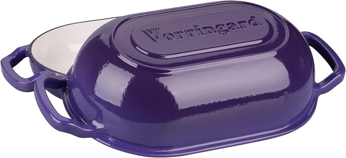 VORRINGARD Enameled Cast Iron Sourdough Bread Oven, Dutch Oven, Loaf Cast Iron Bread Pan for Homemade Bread Baking, Meatloaf Pan with Lid, 5QT, Purple