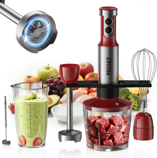 Immersion Blender Handheld 1200W, 20-speeds Immersion Hand Blenders, Hand Mixer with Mining Beaker,Chopper,Whisk, Frother and Stick Blender Suitable for Kitchen, Protein Shakes and Baby Food