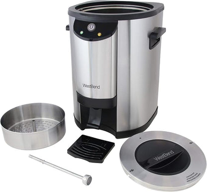 West Bend 57042 Coffee Urn Double Walled Stainless Steel Features Automatic Temperature Control Large Capacity with Fast Brewing and Easy Clean Up NSF Certified, 42-Cup, Silver