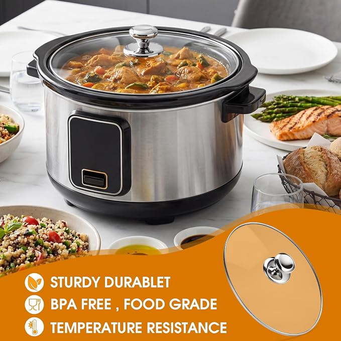 Oval Glass Lid 4 Quart Replacement for Hamilton Beach 33443 Slow Cooker, 4qt Slow Lid Replacement, Clear Cooker Lid Replacement Part