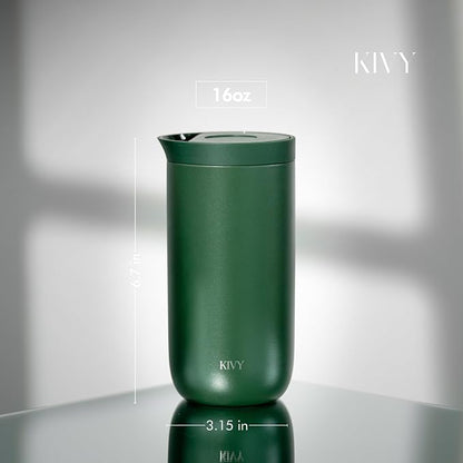 KIVY Travel Coffee Mug Tumbler [24h Cold | 6h Hot] Insulated Coffee Tumbler Stainless Steel - Leak Proof Coffee Travel Mug - 16oz Insulated cup to go for hot & cold drinks - Cups for Women & Men