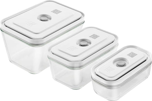 Zwilling J. A. Henckels Fresh Save 36803-003 Fresh & Save Vacuum Glass Containers, Set of 3 Sizes, Airtight, Heat-resistant Glass Storage Containers