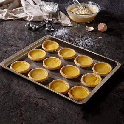 Beasea Cookie Sheet Nonstick Set of 2, Beasea 10 x 14.6 Inch Carbon Steel Baking Sheets Pan Toaster Oven Baking Pans Baking Tray Rimmed Baking Pan - Gold