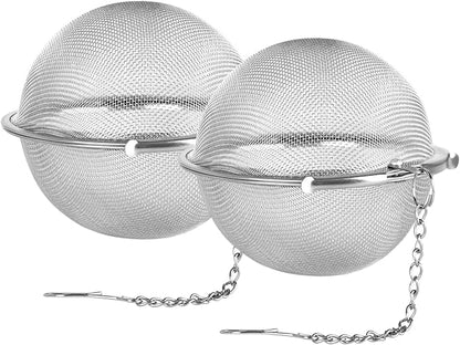 Fu Store 2pcs Stainless Steel Mesh Tea Ball 3.55 inches Tea Strainers Teas Infuser Strainer Filters for Teas