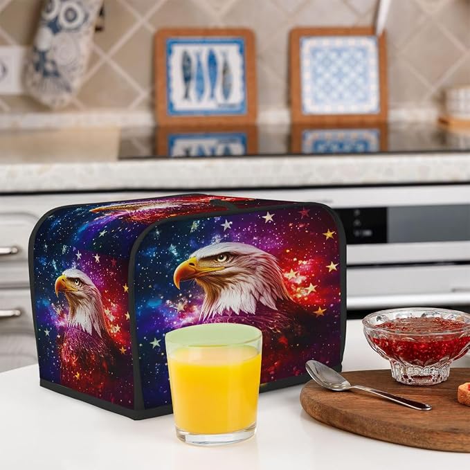 Eagle Galaxy Toaster Cover 4 Slice Wide Slot Washable Kitchen Appliance Covers Fingerprint Bread Machine Dust Cover Small Toaster Oven Accessories Covers Bread Maker Bag Women Gift