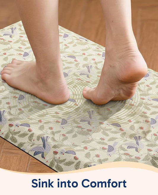 Ophanie Kitchen mats for Floor, 3/4 inch Thick, Kitchen Rugs, 20x39 Anti Fatigue Standing Cushioned Mat, Waterproof, Comfort Ergonomic mat for Office, Home, Sink, Bird Non-Slip Bottom
