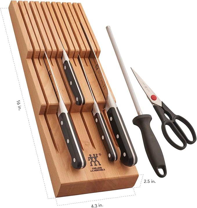 ZWILLING Pro 7-pc Knife Block Set with In-Drawer Knife Tray