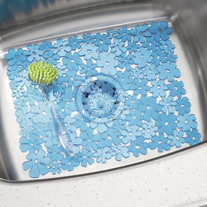 InterDesign Blumz Kitchen Sink Protector Mat - Large, Blue