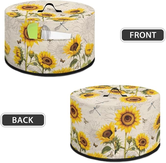 Dragonflies Sunflower Slow Cooker Cover Protection Crock Fits for Most 6-8 Quart Oval Slow Cooker Dustproof Small Appliance Accessories Decor