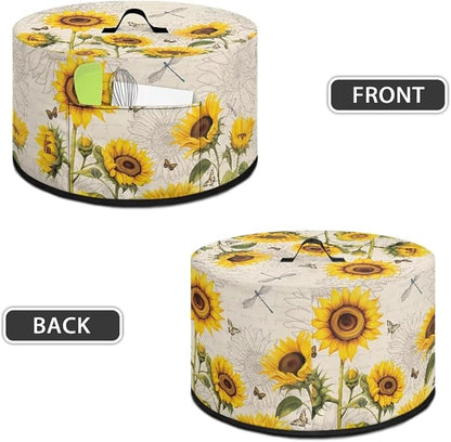 Dragonflies Sunflower Slow Cooker Cover Protection Crock Fits for Most 6-8 Quart Oval Slow Cooker Dustproof Small Appliance Accessories Decor