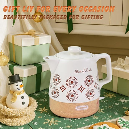 Ceramic Electric Kettle Pot 1.1 Quart, Boiling Water boiler, Teapot Automatic Shut-Off, BPA-Free, Rapid Boil For Coffee & Tea, Boil-Dry Protection, 1000W