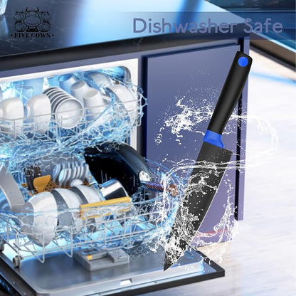 14 Pcs Kitchen Knife Block Set with Sharpener German High Carbon Stainless Steel Chef Knives, Razor-Sharp & Durable, Lightweight Anti-Slip Handle, Professional Set for Home & Kitchen (Blue)