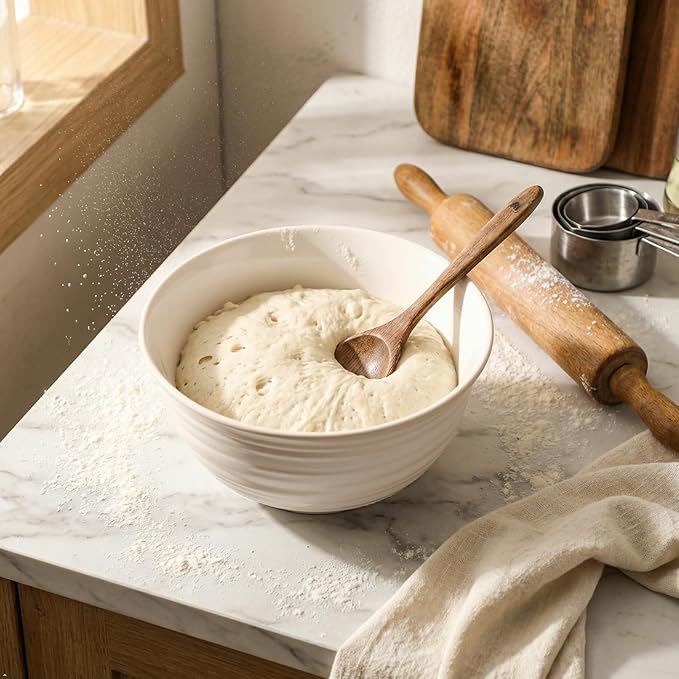 Serving Bowls Set of 2, 60 Ounce Ceramic Large Bowls, Deep Kitchen Bowls for Salad Soup Ramen Pasta Cereal Fruit, Microwave Oven Dishwasher Safe, Ideal for Home Dining & Gifting, Creamy White