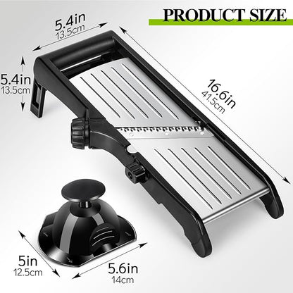 MASTERTOP Mandoline Slicer for Kitchen Adjustable Stainless Steel Food Slicer Vegetable Chopper Onion Waffle French Fry Cutter Potato Chip Julienne Slicer with Safety Gloves