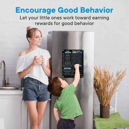 2-Pack Acrylic Magnetic Chore Chart for Kids, 12"x16" Daily/Weekly Easy-Check Reward Responsibility to Do List, Fridge Dry Erase Board for Multiple Kids Teens Adult Family with 7 Markers