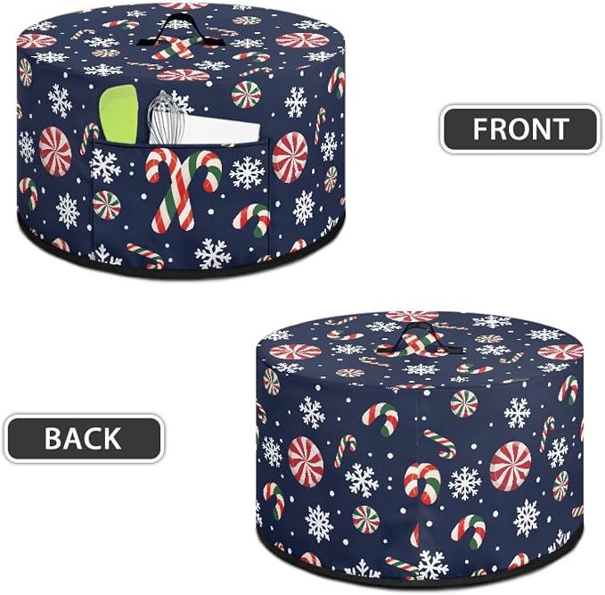 Candy Canes Snowflakes Slow Cooker Dust Cover Compatible with 6-8 qt Crock for Pot Peppermint Candies Small Kitchen Appliance Decor Dust Cover