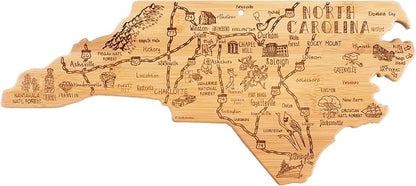 Totally Bamboo Destination North Carolina Shaped Cutting Board – Bamboo Charcuterie and Serving Board with Hang Tie for Wall Display