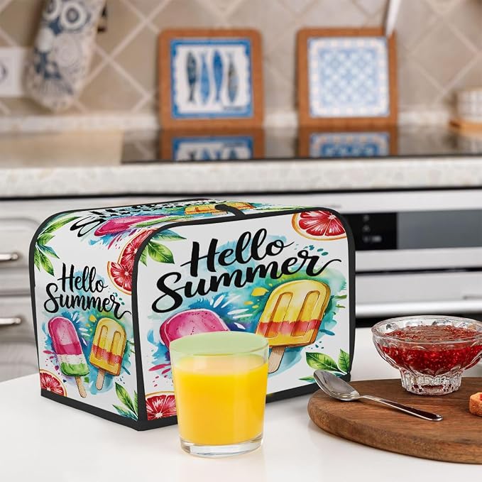 Summer Ice Cream Toaster Cover 4 Slice Wide Slot Washable Kitchen Appliance Covers Fingerprint Bread Machine Dust Cover Small Toaster Oven Accessories Covers Bread Maker Bag Women Gift