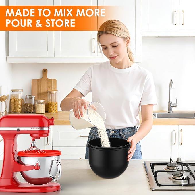 Omoiyari Premium MultiColors 3-Pack Silicone Bowl Liners with Lids for KitchenAid 7-Qt Bowl-Lift (Only), 2mm Extra-Thick Silicone, Odour-Free,Air Valves for Dough Proofing,Dishwasher Safe, BPA Free