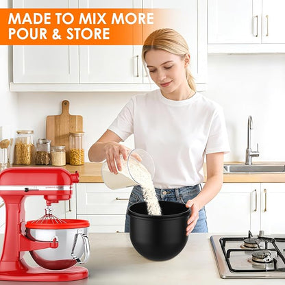 3-Pack Silicone Bowl Liners with Lids for KitchenAid 6-Qt Bowl-Lift Bowls Only, 2mm Extra-Thick Premium Silicone, Built-In Air Vents for Dough Proofing, Dishwasher Safe, BPA-Free