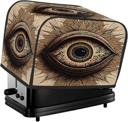 Evil Eye Funny Brown Toaster Cover 4 Slice Wide Slot Washable Kitchen Appliance Covers Fingerprint Bread Machine Dust Cover Small Toaster Oven Accessories Covers Bread Maker Bag Women Gift