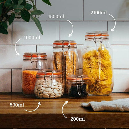 Tala Glass Storage Jar, 1000ml Clear Glass Food Container with Airtight Lid, Ideal for Dry Food Storage, Preserving, and Reducing Waste, Reusable & Eco-Friendly