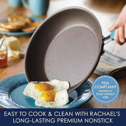 Rachael Ray Cucina Nonstick Cookware, Agave Blue Pots and Pans Set, 12-Piece