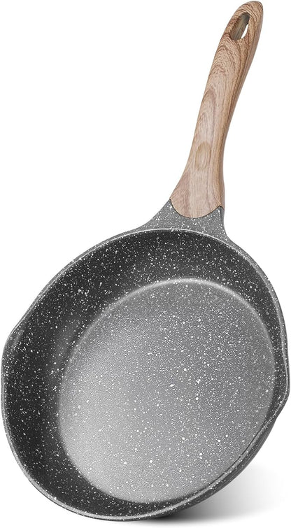 JEETEE 8 Inch Nonstick Frying Pan For Egg, Nonstick Omelette Skillet with Soft Touch Handle, All Stove Induction Compatible