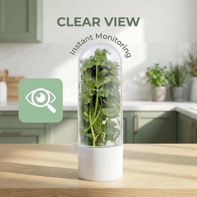 Herb Saver for Refrigerator, 3Pack Herb Keeper & Cilantro Container for Fridge, Fresh Herbs Lettuce Keeper Preservation Storage Container for Cilantro, Parsley, Asparagus, Extends 2-3 Weeks