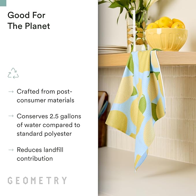 GEOMETRY Spring Kitchen Towels - Quick Dry Microfiber Cloth Spring & Summer Dish Towels for Kitchen Drying - Premium Quick Dry Towel - Banana Bliss, 18" x 30" - 2-Pack
