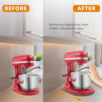 Mixer Slider for Kitchen Aid 5-8 Qt Bowl Lift Stand Mixer, Kitchen Appliance sliding mat Countertop Storage Attachments, Mixer Accessories Sliding Tray Moving Board for Kitchen Aid (Brown)